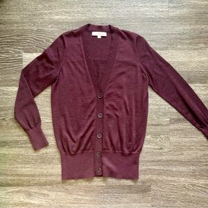 Ann Taylor Loft plum cardigan in size medium